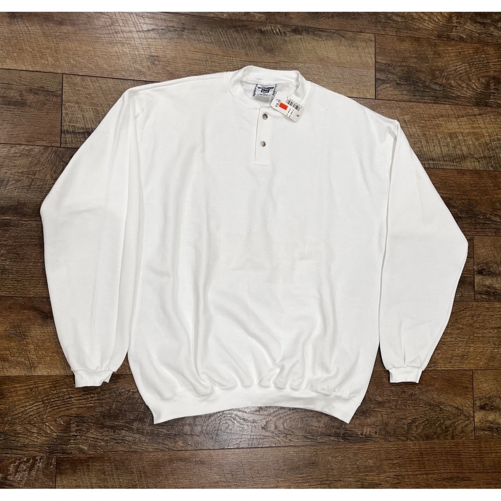 NWT‎ Vintage Lee Heavyweight Long Sleeve Mock Neck Shirt XL White Made In USA